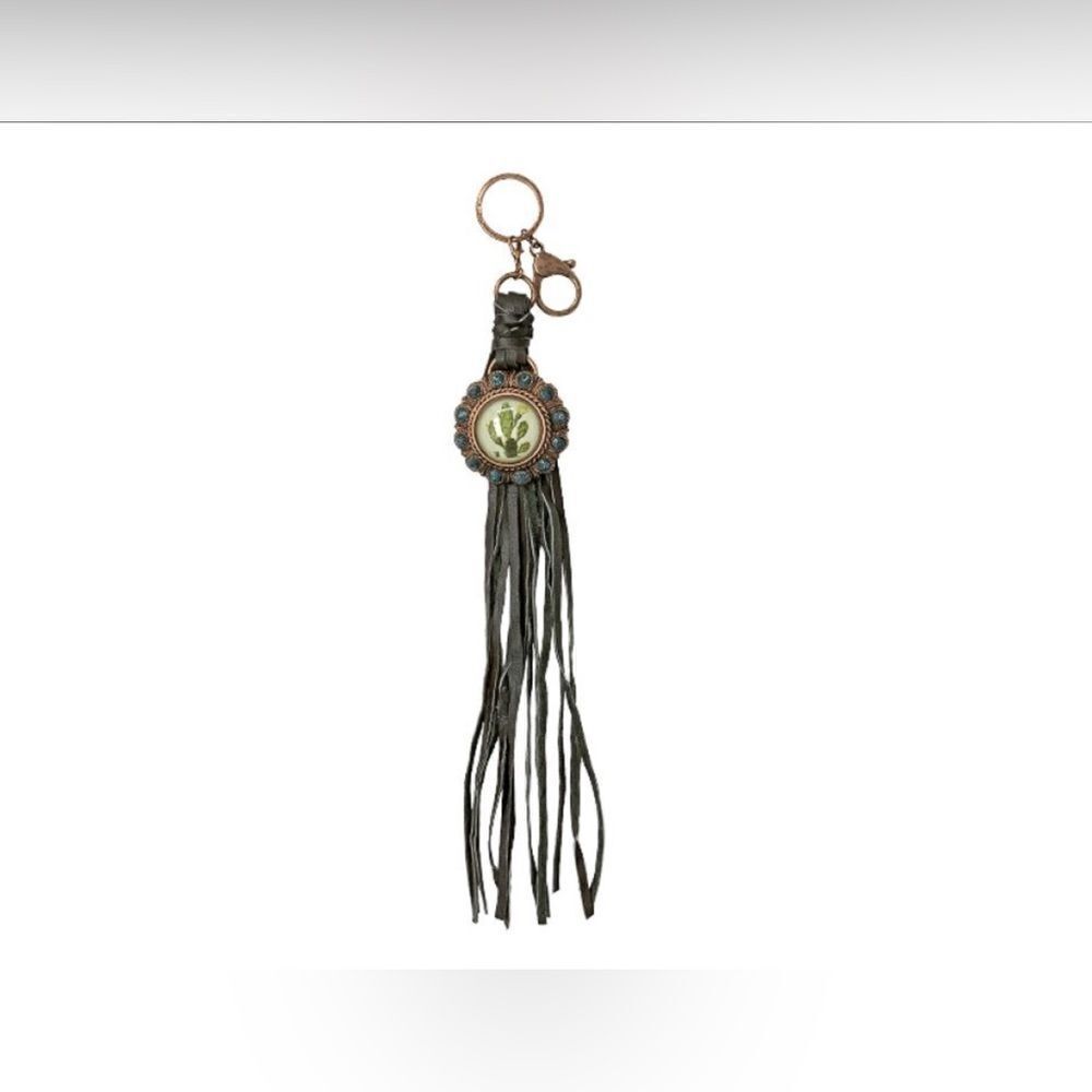 Copper Concho Fringe Keychain with Cactus